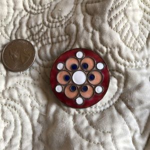 Vintage Enamel Copper Mod Brooch